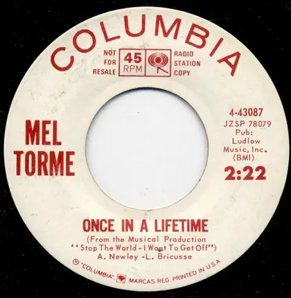 Mel Tormé - Once In A Lifetime / I See It Now