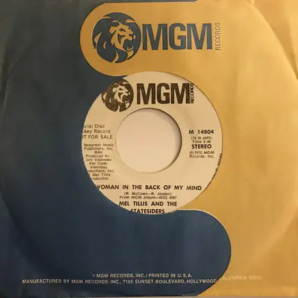 Mel Tillis And The Statesiders - Woman In The Back Of My Mind