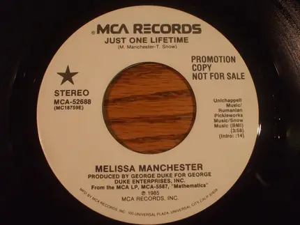 Melissa Manchester - Just One Lifetime