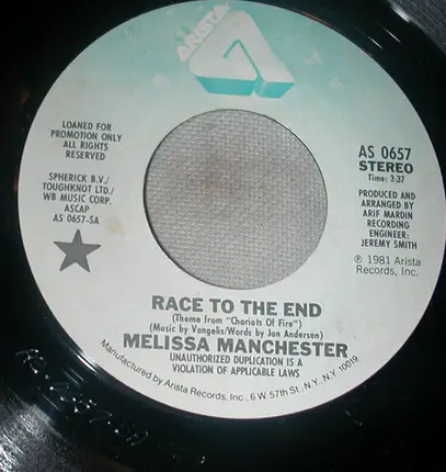 Melissa Manchester - Race To The End (Theme From "Chariots Of Fire")