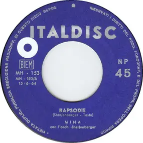 Mina - Rapsodie / Amore Di Tabacco