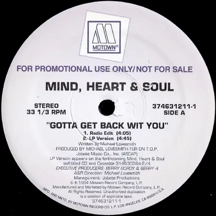 Mind, Heart & Soul - Gotta Get Back Wit You