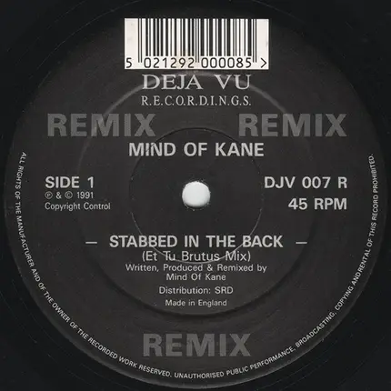 Mind Of Kane - Stabbed In The Back (Remixes)
