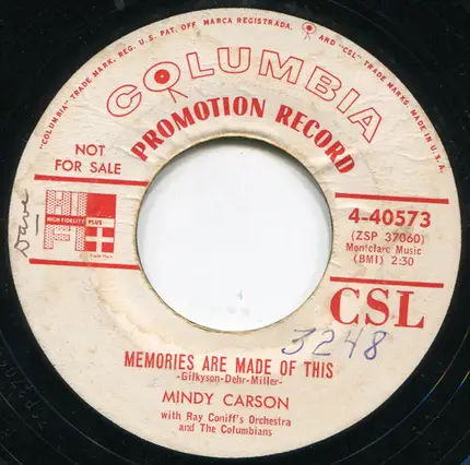 Mindy Carson - Cryin' For Your Kisses / Memories Are Made Of This