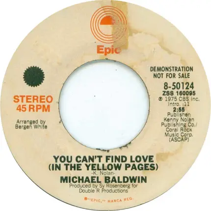 Michael Baldwin - You Can't Find Love (In The Yellow Pages)