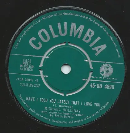 Michael Holliday - It Only Takes A Minute