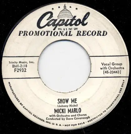 Micki Marlo - Ev'ry Road Must Have A Turning / Show Me