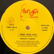 12inch Vinyl Single - Midnight Passion - I Need Your Love - Original Italian Press on Cruisin' Records