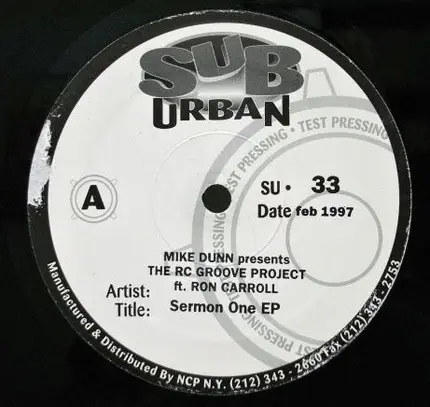 Mike Dunn Presents The RC Groove Project Ft. Ron Carroll - Sermon One EP