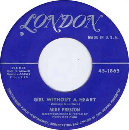 Mike Preston - Girl Without A Heart