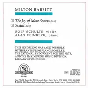CD - Milton Babbitt - Rolf Schulte , Alan Feinberg - Sextets / The Joy Of More Sextets