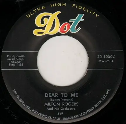 Milton Rogers And His Orchestra - Beer Barrel Polka / Dear To Me