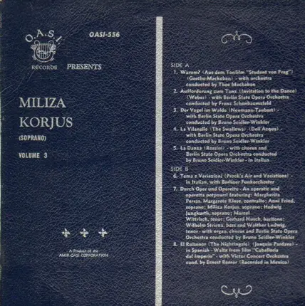 Miliza Korjus, - Miliza Korjus Soprano Volume 3