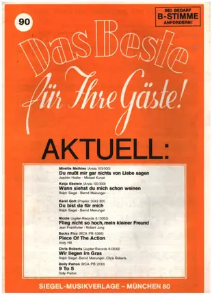 Mireille Mathieu / Katja Ebstein / Karel Gott a.o. - Das Beste für Ihre Gäste 90