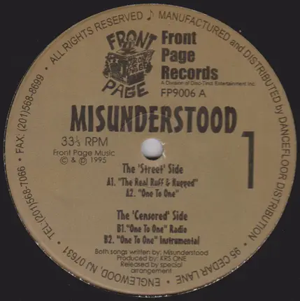 Misunderstood - The Real Ruff & Rugged / One To One