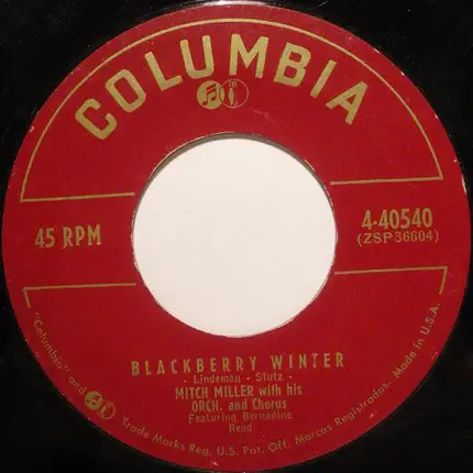 Mitch Miller And His Orchestra And Chorus - The Yellow Rose Of Texas / Blackberry Winter