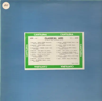 Monteverdi / Handel / Scarlatti a.o. - Classical Airs as Sung by Early Recording Artists