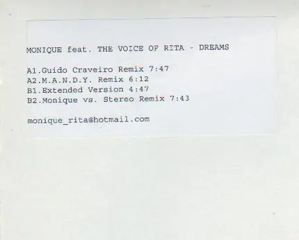 Monique Feat.The Voice of Rita - Dreams