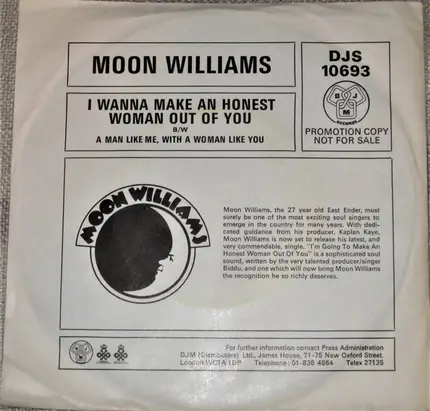 Moon Williams - I Wanna Make An Honest Woman Out Of You