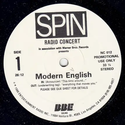 Modern English - SPIN Radio Concert