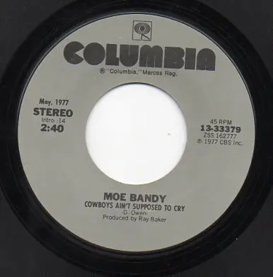 Moe Bandy - I'm Sorry For You, My Friend / Cowboys Ain't Supposed To Cry