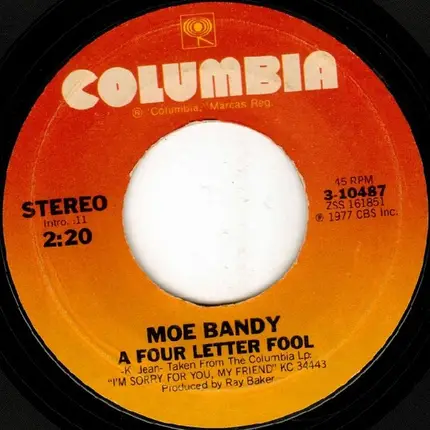 Moe Bandy - I'm Sorry For You, My Friend / A Four Letter Fool