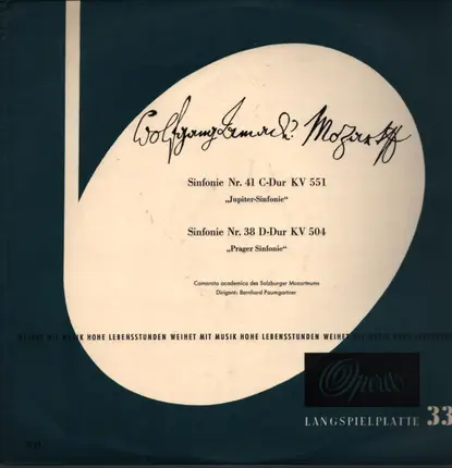 Mozart - Sinfonien 41 C-Dur & 38 D-Dur