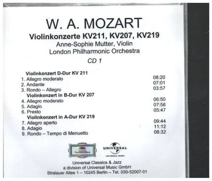 Mozart - Violinkonzerte KV211, KV207, KV219