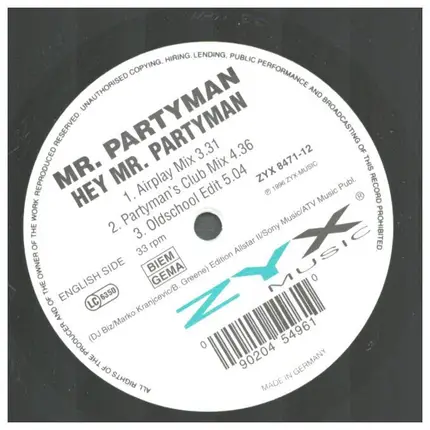 Mr. Partyman - Hey Mr. Partyman