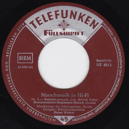 Musikkorps Der Schutzpolizei Berlin - Marschmusik In Hi-Fi Nr. 2