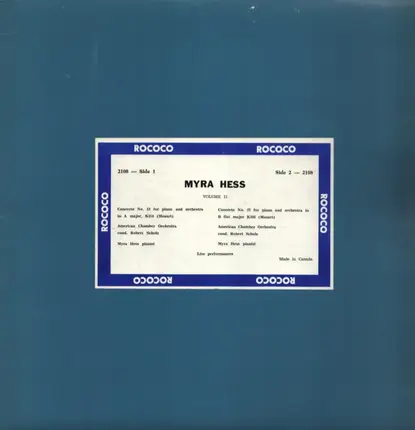 Myra Hess - Wolfgang Amadeus Mozart , The American Chamber Orchestra Cond. Robert Scholz - Volume II