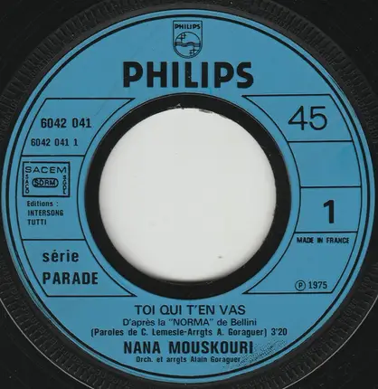 Nana Mouskouri - Toi Qui T'En Vas