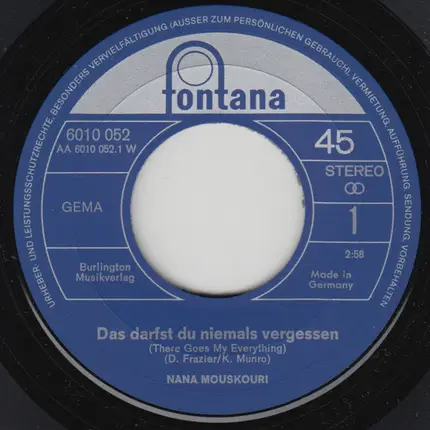 Nana Mouskouri - Das Darfst Du Niemals Vergessen