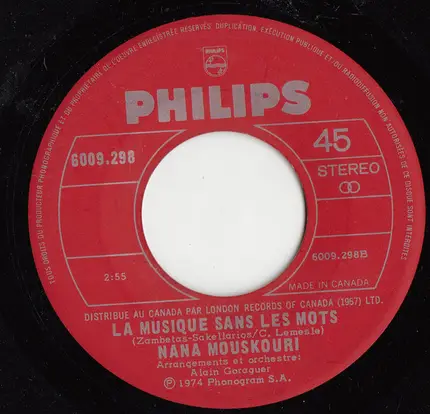 Nana Mouskouri - L'amour C'est Comme L'ete / La Musique Sans Les Mots