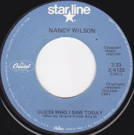 Nancy Wilson - Guess Who I Saw Today