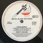LP - Nasty Savage - Indulgence - Metal Blade Axe Labels