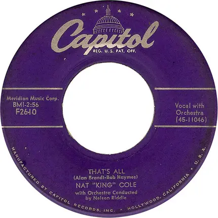 Nat King Cole - Lover, Come Back To Me ! / That's All