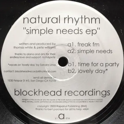 Natural Rhythm - Simple Needs EP