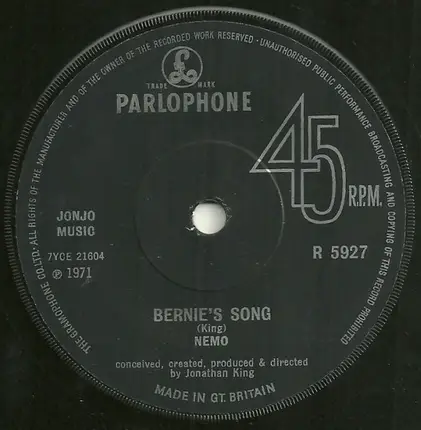 Nemo - The Sun Has Got His Hat On / Bernie's Song