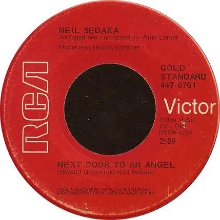 Neil Sedaka - Breaking Up Is Hard To Do / Next Door To An Angel