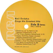 LP - Neil Sedaka - Neil Sedaka Sings His Greatest Hits