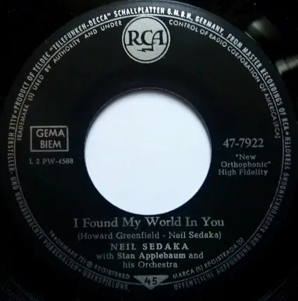 Neil Sedaka - Sweet Little You / I Found My World In You
