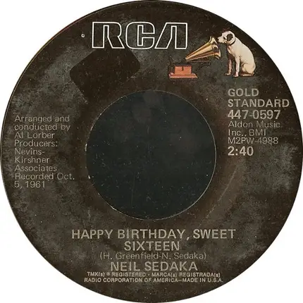 Neil Sedaka - The Diary / Happy Birthday, Sweet Sixteen