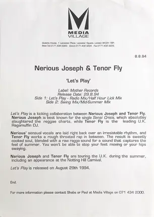 Nerious Joseph and Tenor Fly - Let's Play