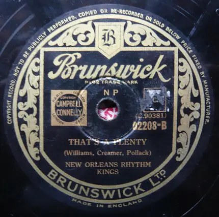 New Orleans Rhythm Kings - Tin Roof Blues / That's A Plenty