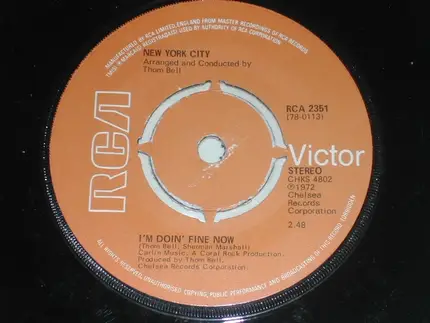 New York City - I'm Doin' Fine Now / Ain't It So