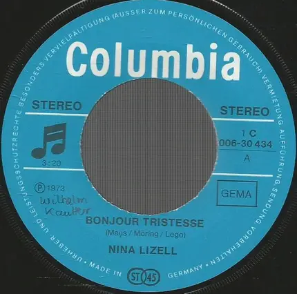 Nina Lizell - Bonjour Tristesse / Lerne Mich Zu Lieben