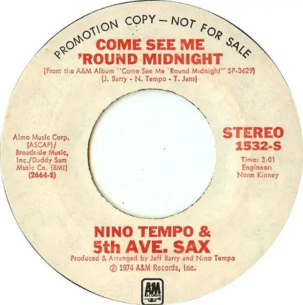 Nino Tempo & 5th Ave. Sax - Come See Me 'round Midnight