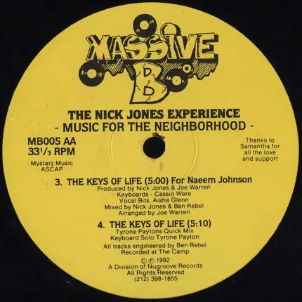 Nick Jones Experience - Music For The Neighborhood