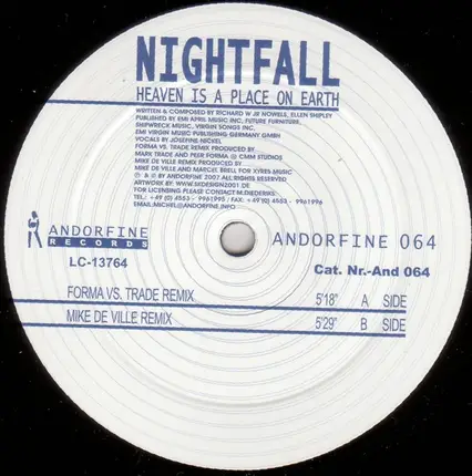 Nightfall - Heaven Is A Place On Earth